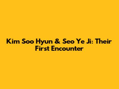 Kim Soo Hyun & Seo Ye Ji: Their First Encounter