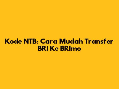 Kode NTB: Cara Mudah Transfer BRI Ke BRImo