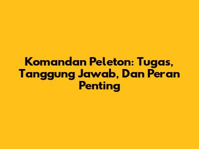 Komandan Peleton: Tugas, Tanggung Jawab, Dan Peran Penting