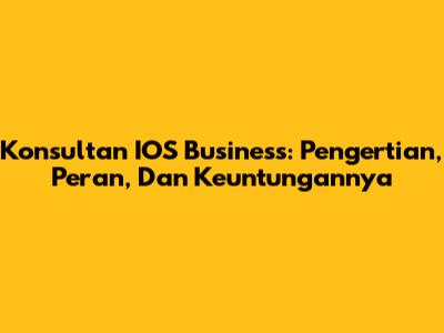 Konsultan IOS Business: Pengertian, Peran, Dan Keuntungannya