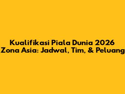 Kualifikasi Piala Dunia 2026 Zona Asia: Jadwal, Tim, & Peluang