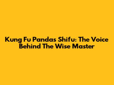 Kung Fu Panda's Shifu: The Voice Behind The Wise Master