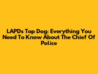 LAPD's Top Dog: Everything You Need To Know About The Chief Of Police