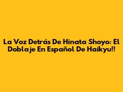La Voz Detrás De Hinata Shoyo: El Doblaje En Español De Haikyu!!
