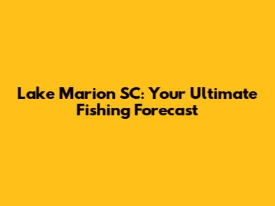 Lake Marion SC: Your Ultimate Fishing Forecast