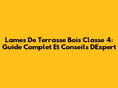 Lames De Terrasse Bois Classe 4: Guide Complet Et Conseils D'Expert