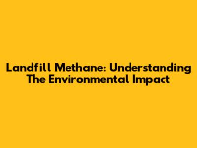 Landfill Methane: Understanding The Environmental Impact