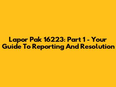 Lapor Pak 16223: Part 1 - Your Guide To Reporting And Resolution