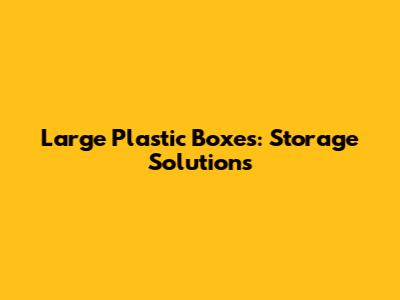 Large Plastic Boxes: Storage Solutions