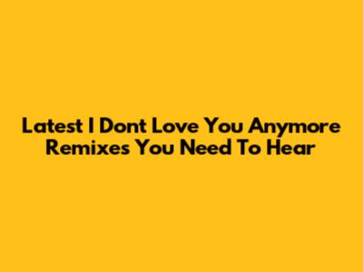 Latest "I Don't Love You Anymore" Remixes You Need To Hear