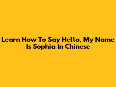 Learn How To Say 'Hello, My Name Is Sophia' In Chinese