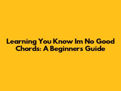 Learning 'You Know I'm No Good' Chords: A Beginner's Guide