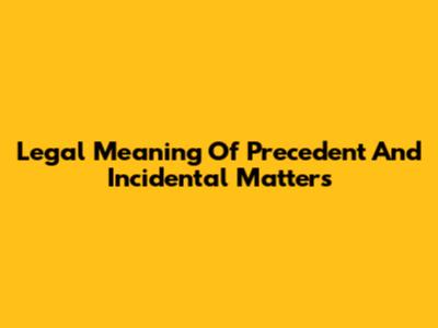 Legal Meaning Of Precedent And Incidental Matters
