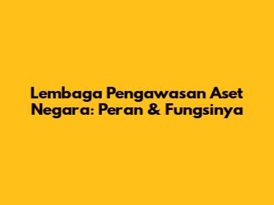 Lembaga Pengawasan Aset Negara: Peran & Fungsinya
