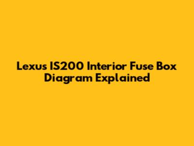 Lexus IS200 Interior Fuse Box Diagram Explained