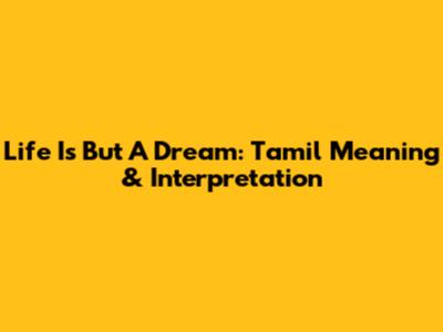 Life Is But A Dream: Tamil Meaning & Interpretation
