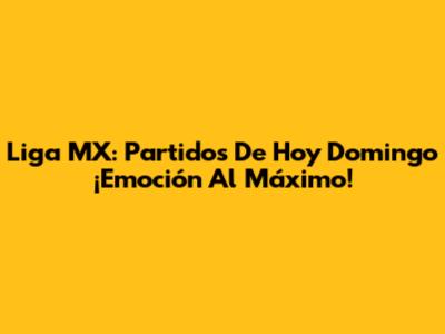 Liga MX: Partidos De Hoy Domingo ¡Emoción Al Máximo!