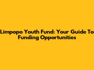 Limpopo Youth Fund: Your Guide To Funding Opportunities
