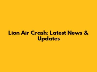 Lion Air Crash: Latest News & Updates