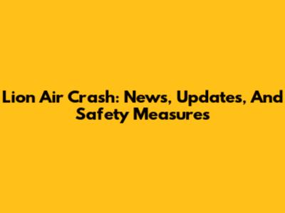 Lion Air Crash: News, Updates, And Safety Measures
