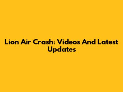 Lion Air Crash: Videos And Latest Updates