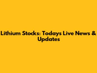 Lithium Stocks: Today's Live News & Updates