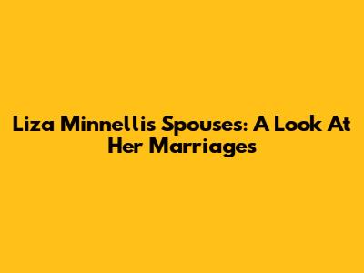Liza Minnelli's Spouses: A Look At Her Marriages