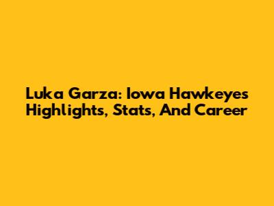 Luka Garza: Iowa Hawkeyes Highlights, Stats, And Career