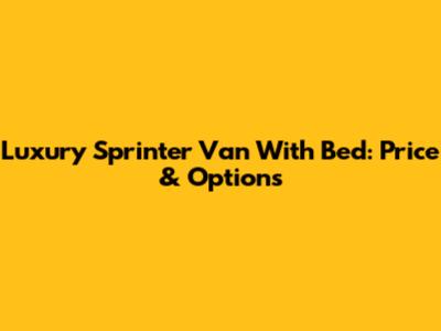 Luxury Sprinter Van With Bed: Price & Options