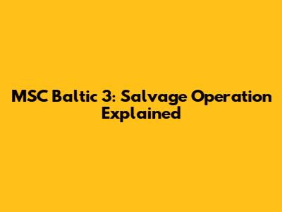 MSC Baltic 3: Salvage Operation Explained