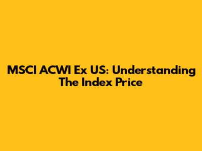 MSCI ACWI Ex US: Understanding The Index Price