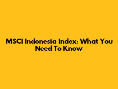 MSCI Indonesia Index: What You Need To Know
