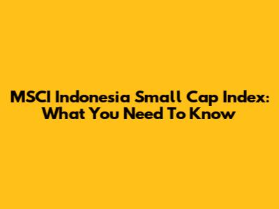 MSCI Indonesia Small Cap Index: What You Need To Know