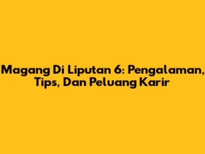 Magang Di Liputan 6: Pengalaman, Tips, Dan Peluang Karir