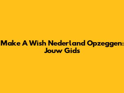 Make A Wish Nederland Opzeggen: Jouw Gids