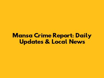 Mansa Crime Report: Daily Updates & Local News