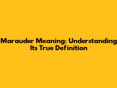 Marauder Meaning: Understanding Its True Definition