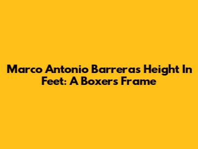 Marco Antonio Barrera's Height In Feet: A Boxer's Frame