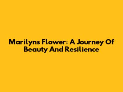 Marilyn's Flower: A Journey Of Beauty And Resilience