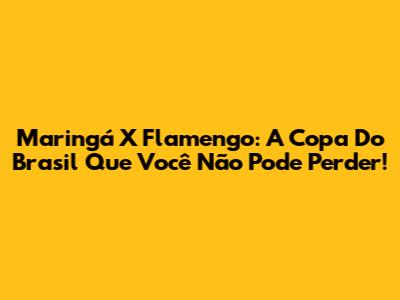 Maringá X Flamengo: A Copa Do Brasil Que Você Não Pode Perder!