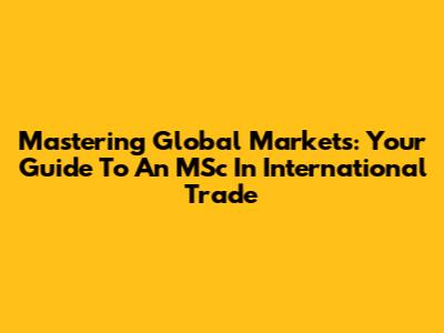 Mastering Global Markets: Your Guide To An MSc In International Trade