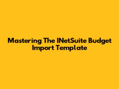 Mastering The INetSuite Budget Import Template