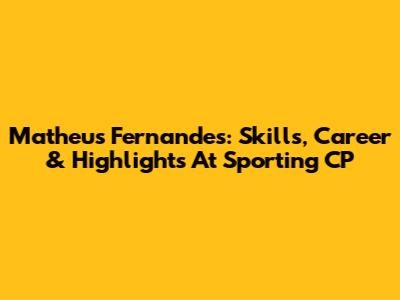 Matheus Fernandes: Skills, Career & Highlights At Sporting CP