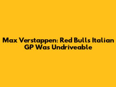 Max Verstappen: Red Bull's Italian GP Was Undriveable