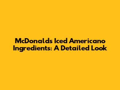 McDonald's Iced Americano Ingredients: A Detailed Look