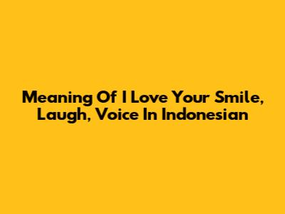 Meaning Of 'I Love Your Smile, Laugh, Voice' In Indonesian