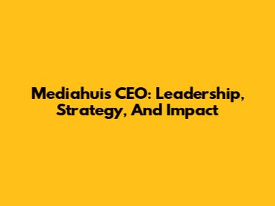 Mediahuis CEO: Leadership, Strategy, And Impact