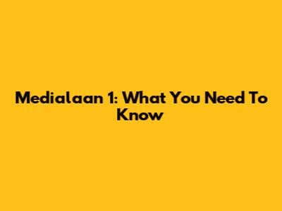 Medialaan 1: What You Need To Know