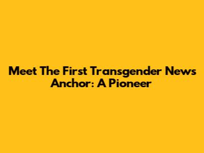 Meet The First Transgender News Anchor: A Pioneer