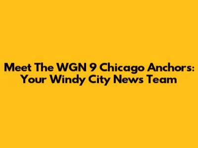 Meet The WGN 9 Chicago Anchors: Your Windy City News Team